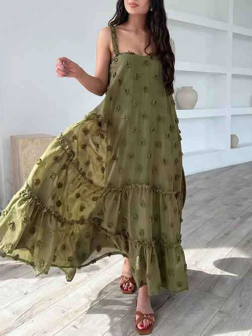 A-Linien Maxikleid Damen Blumen | Lagen Look