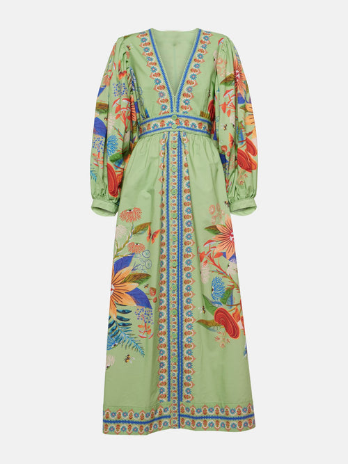 Blumen V-Ausschnitt Midikleid Damen | Einreiher
