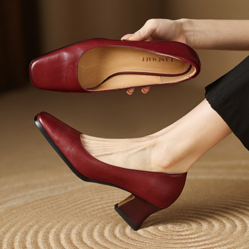 Theo Square-Toe Leather Pumps