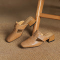 Lawson Square-Toe Leather Mules