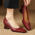 Theo Square-Toe Leather Pumps