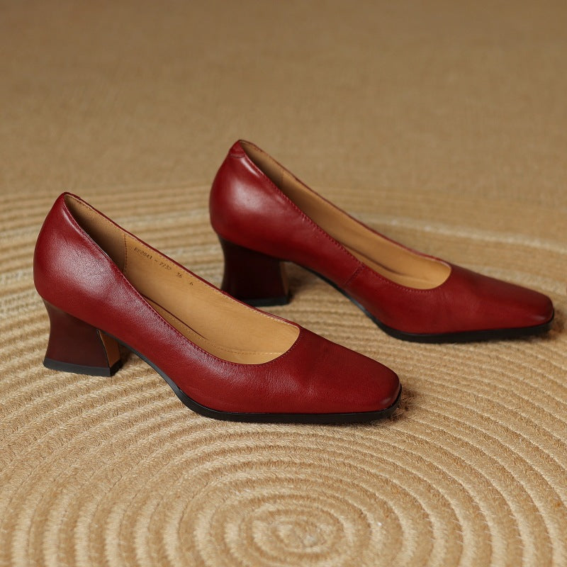 Theo Square-Toe Leather Pumps