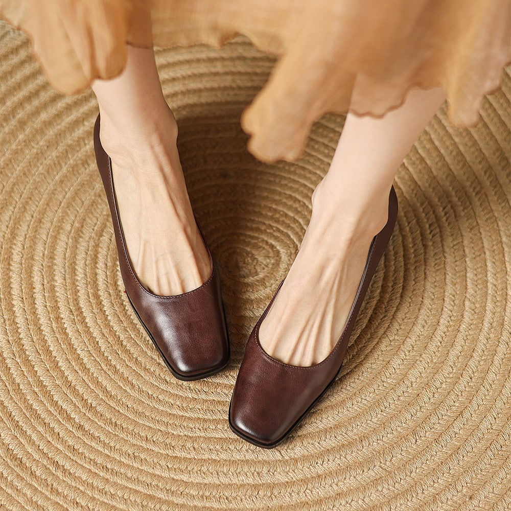 Theo Square-Toe Leather Pumps