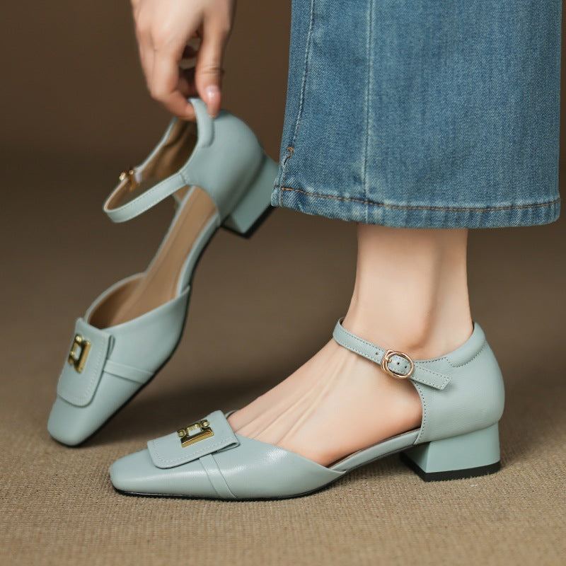 Hartley Buckled Leather Mary-Janes