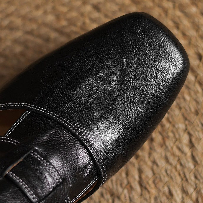 Lawson Square-Toe Leather Mules