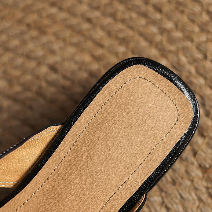 Lawson Square-Toe Leather Mules