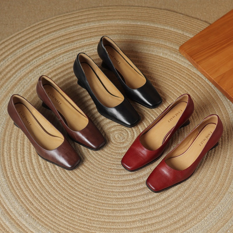 Theo Square-Toe Leather Pumps