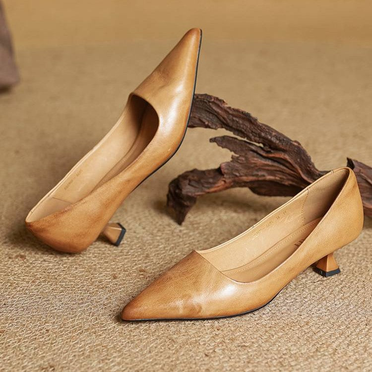 Noah Sculpted Leather Heels