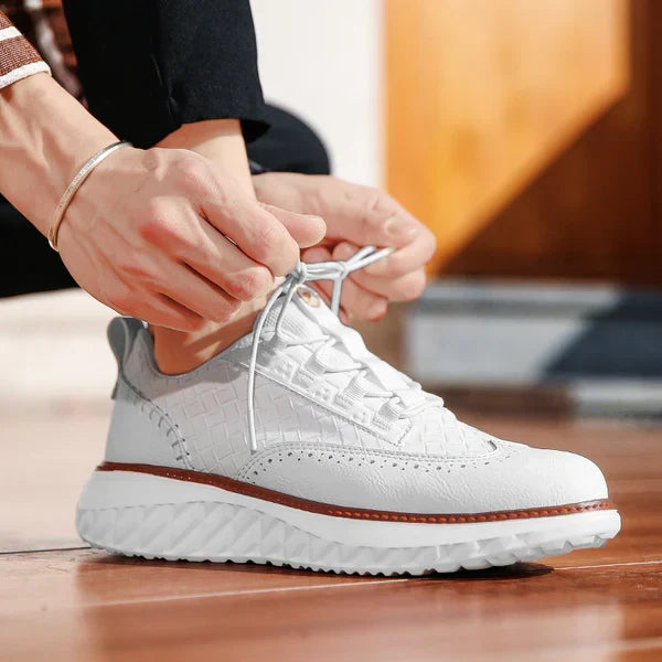 Drake Burnished Leather Trainers