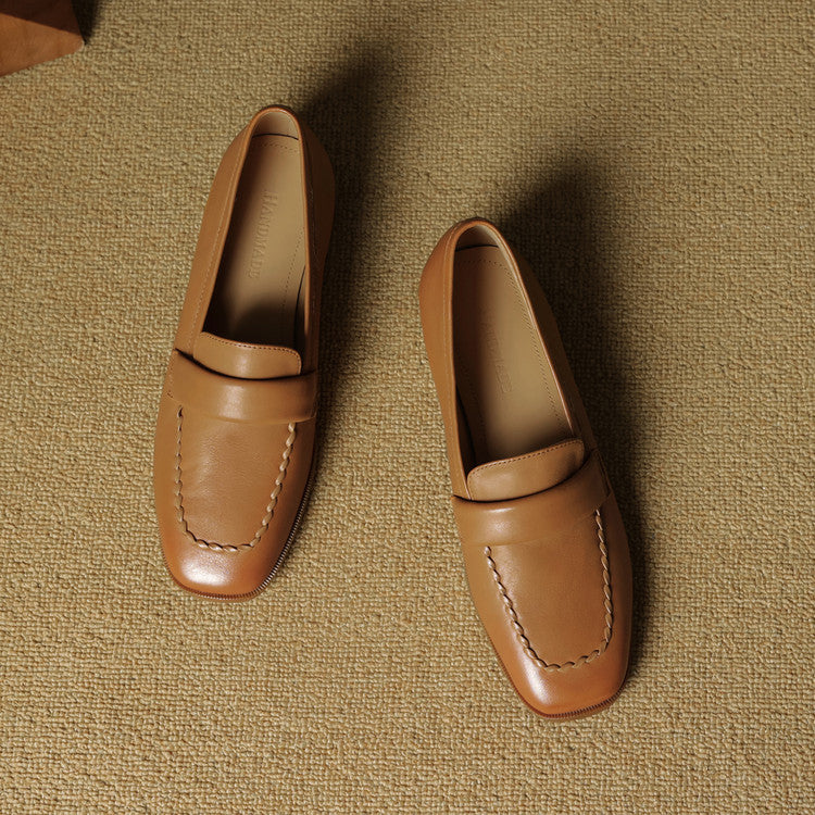 Elsie Square-Toe Leather Loafers