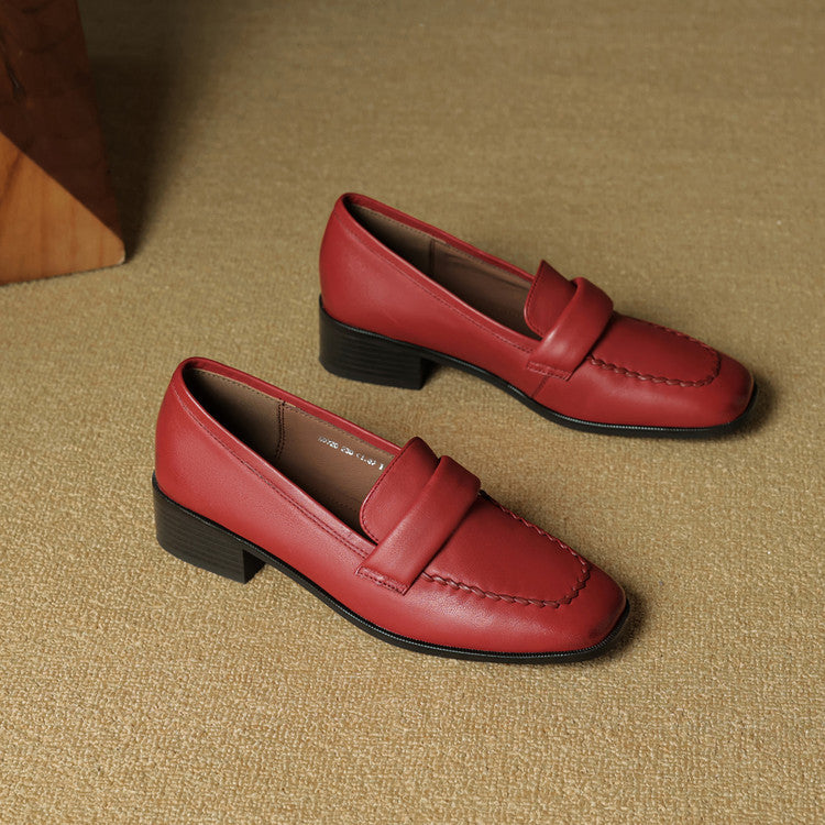 Elsie Square-Toe Leather Loafers