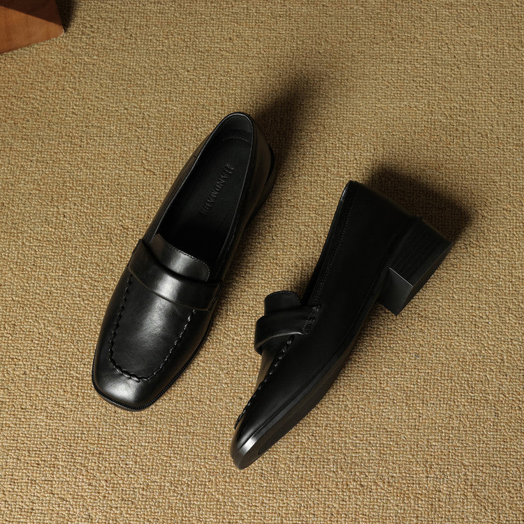 Elsie Square-Toe Leather Loafers