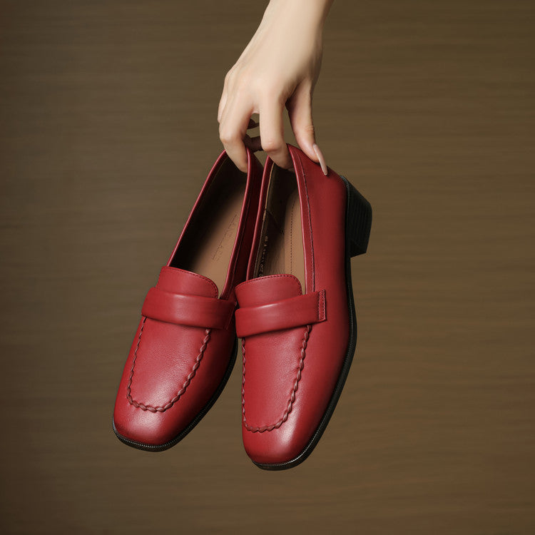 Elsie Square-Toe Leather Loafers
