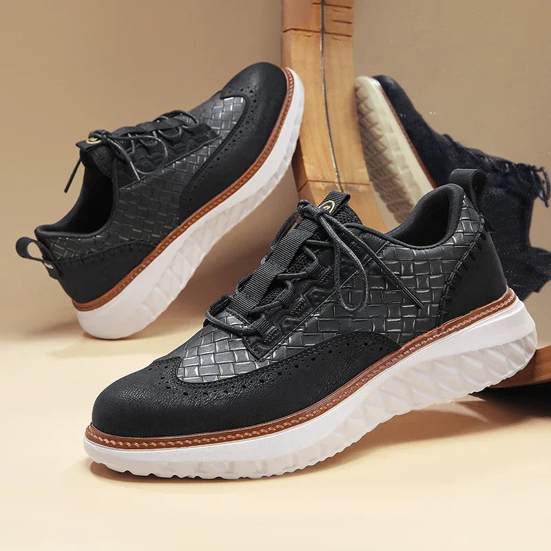 Drake Burnished Leather Trainers