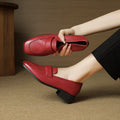 Elsie Square-Toe Leather Loafers
