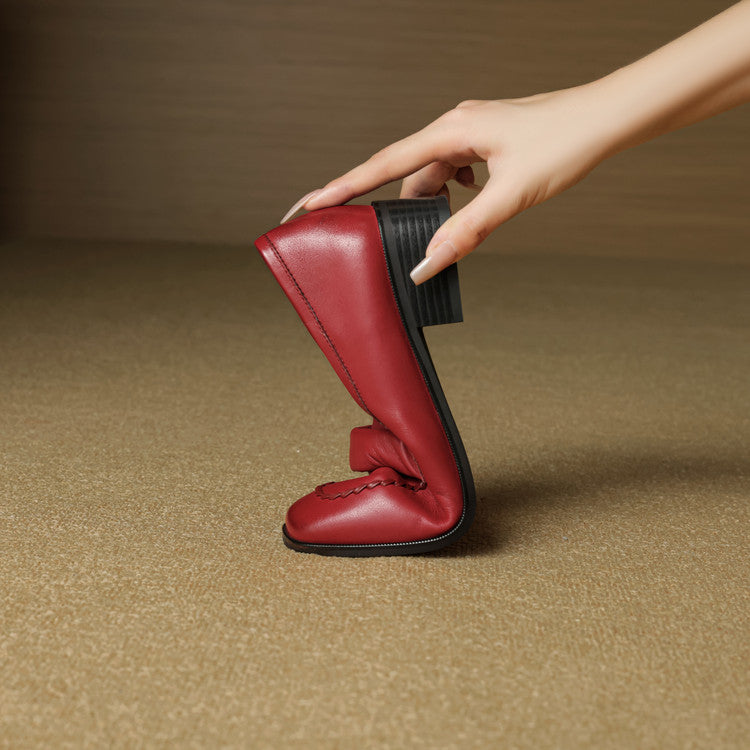 Elsie Square-Toe Leather Loafers