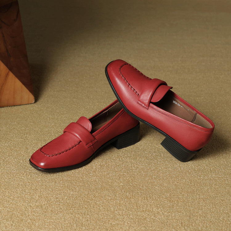 Elsie Square-Toe Leather Loafers