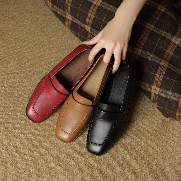 Elsie Square-Toe Leather Loafers